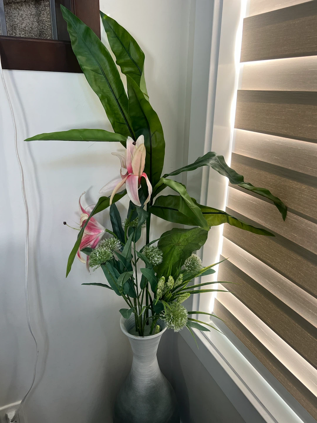 Artificial Floral Arrangement in Tall Vase