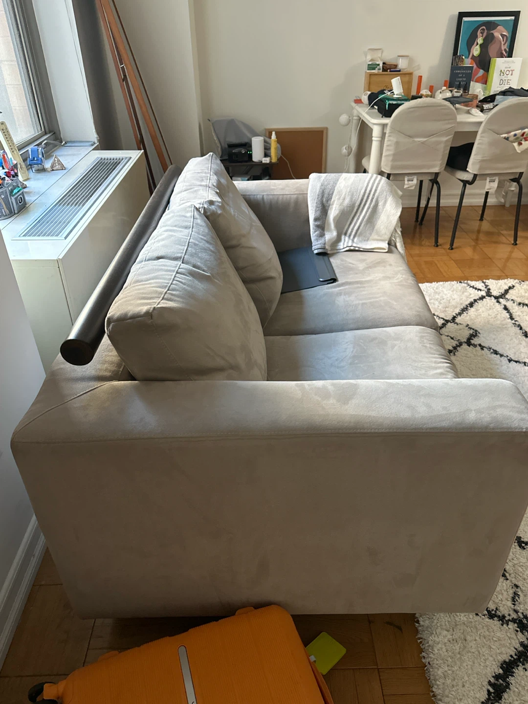 Modern Light Gray Two-Seater suede Sofa - photo 2