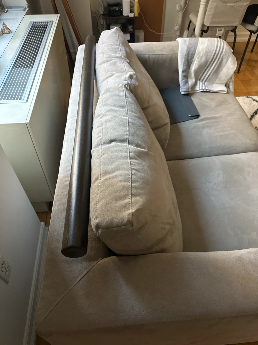 Modern Light Gray Two-Seater suede Sofa - photo 3