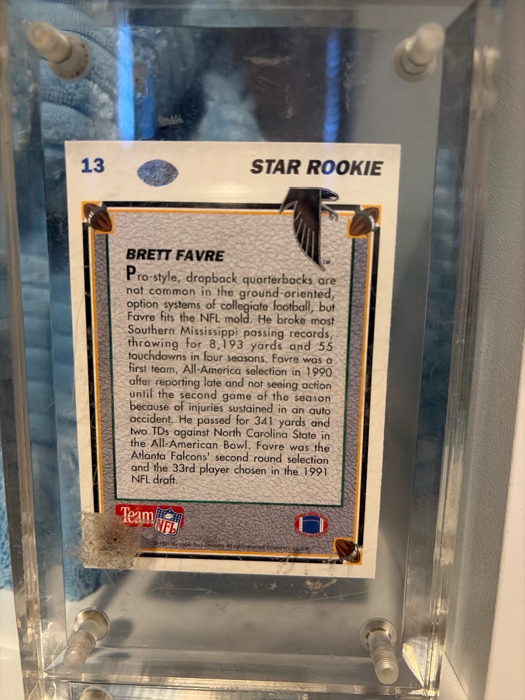 1991 Upper Deck Brett Favre Star Rookie Card - photo 2