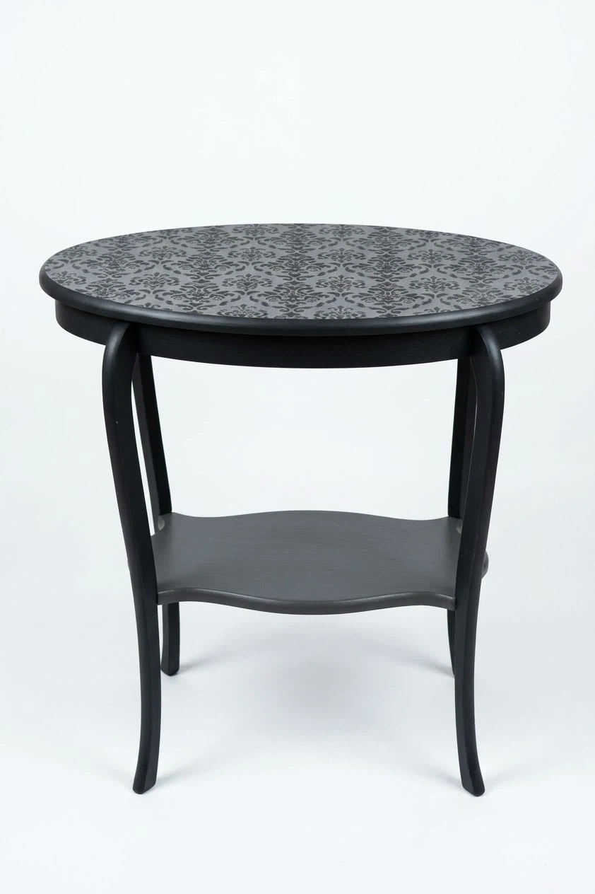 Damask Pattern Oval Side Table