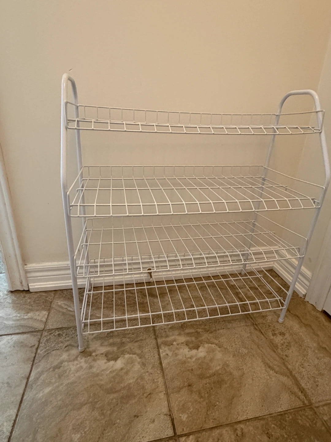 White 4-Tier Metal Shoe Rack