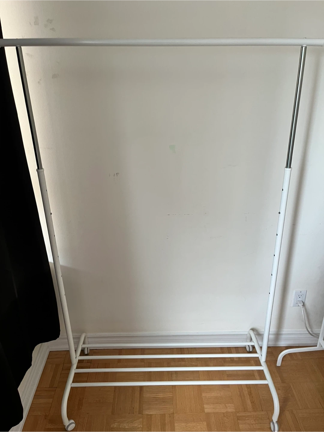 IKEA White Metal Clothing Rack with Wheels