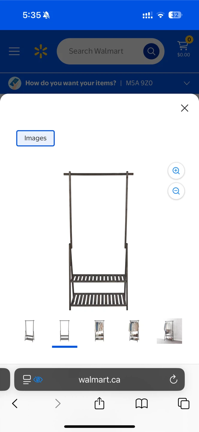 Wooden Clothing Garment Rack with Two Shelves