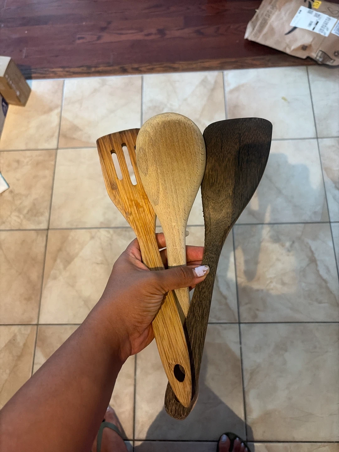 Set of 3 wooden kitchen utensils