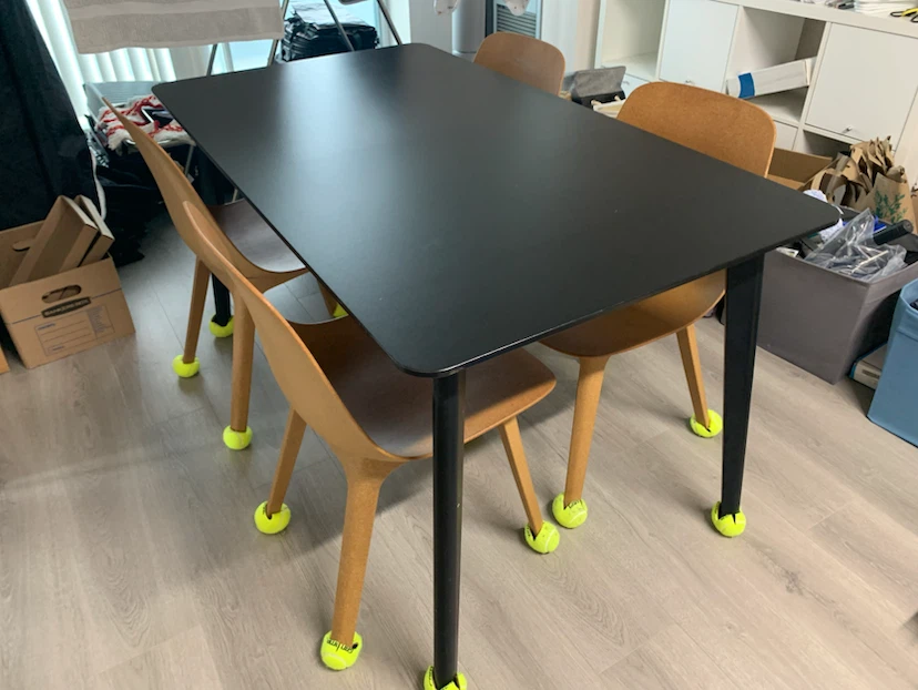 Black Dining Table with Four Chairs