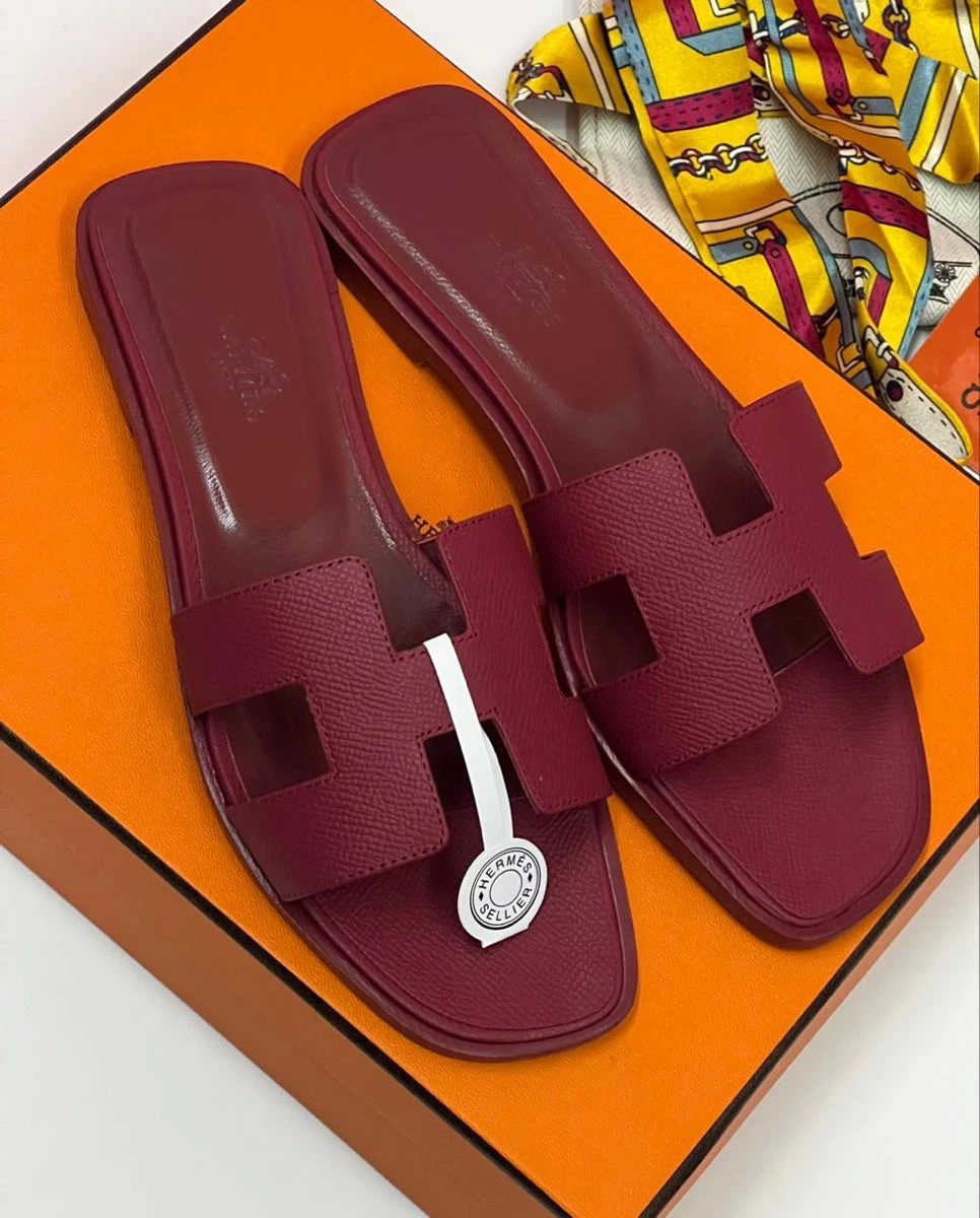 Hermes Oran Sandals Burgundy