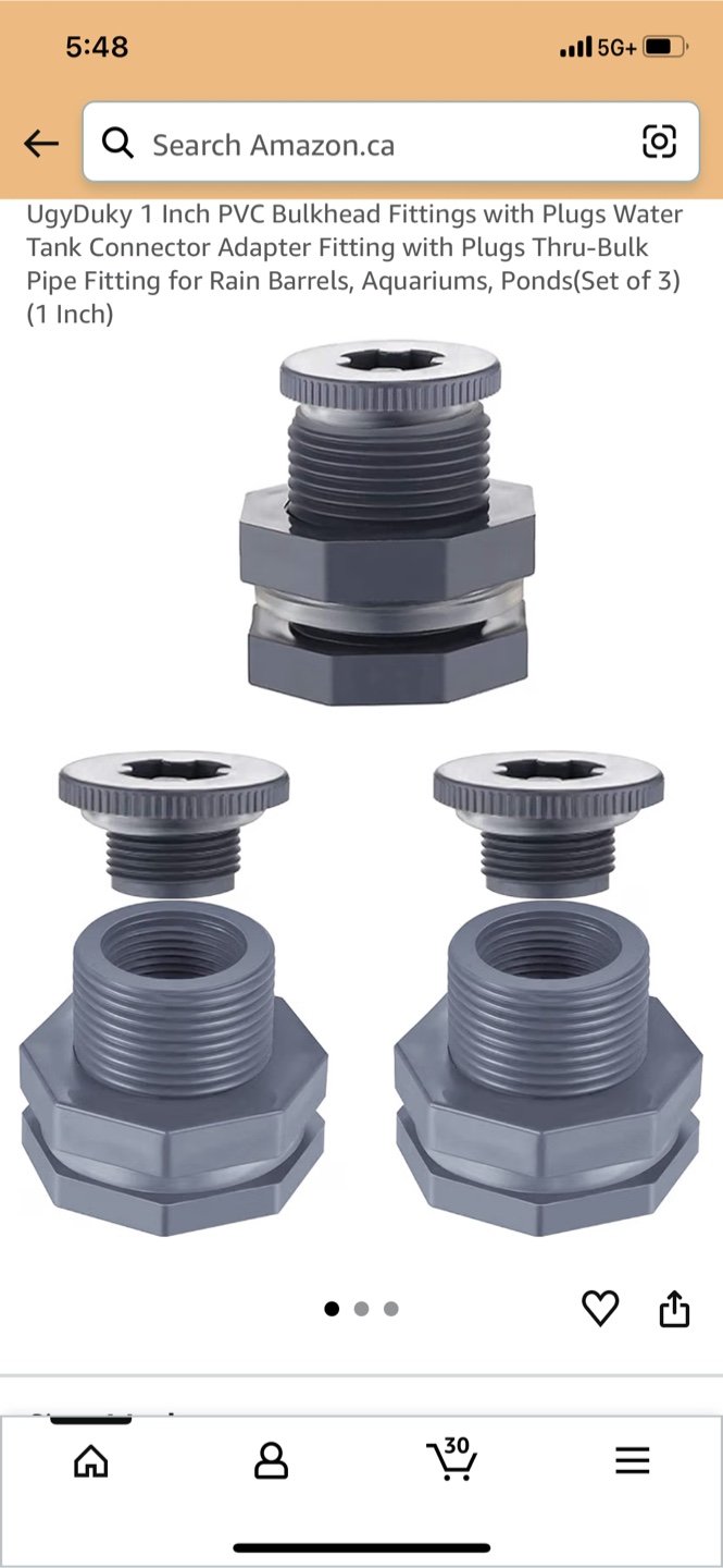 UgyDuky 1 Inch PVC Bulkhead Fittings (Set of 3)