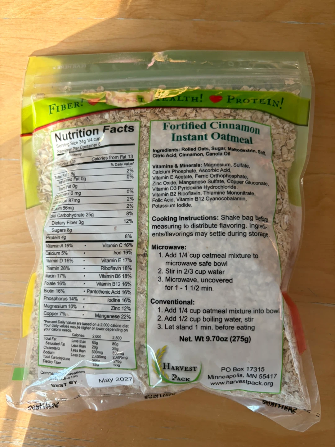 🏈 Harvest Pack Cinnamon Instant Oatmeal 9.7 oz