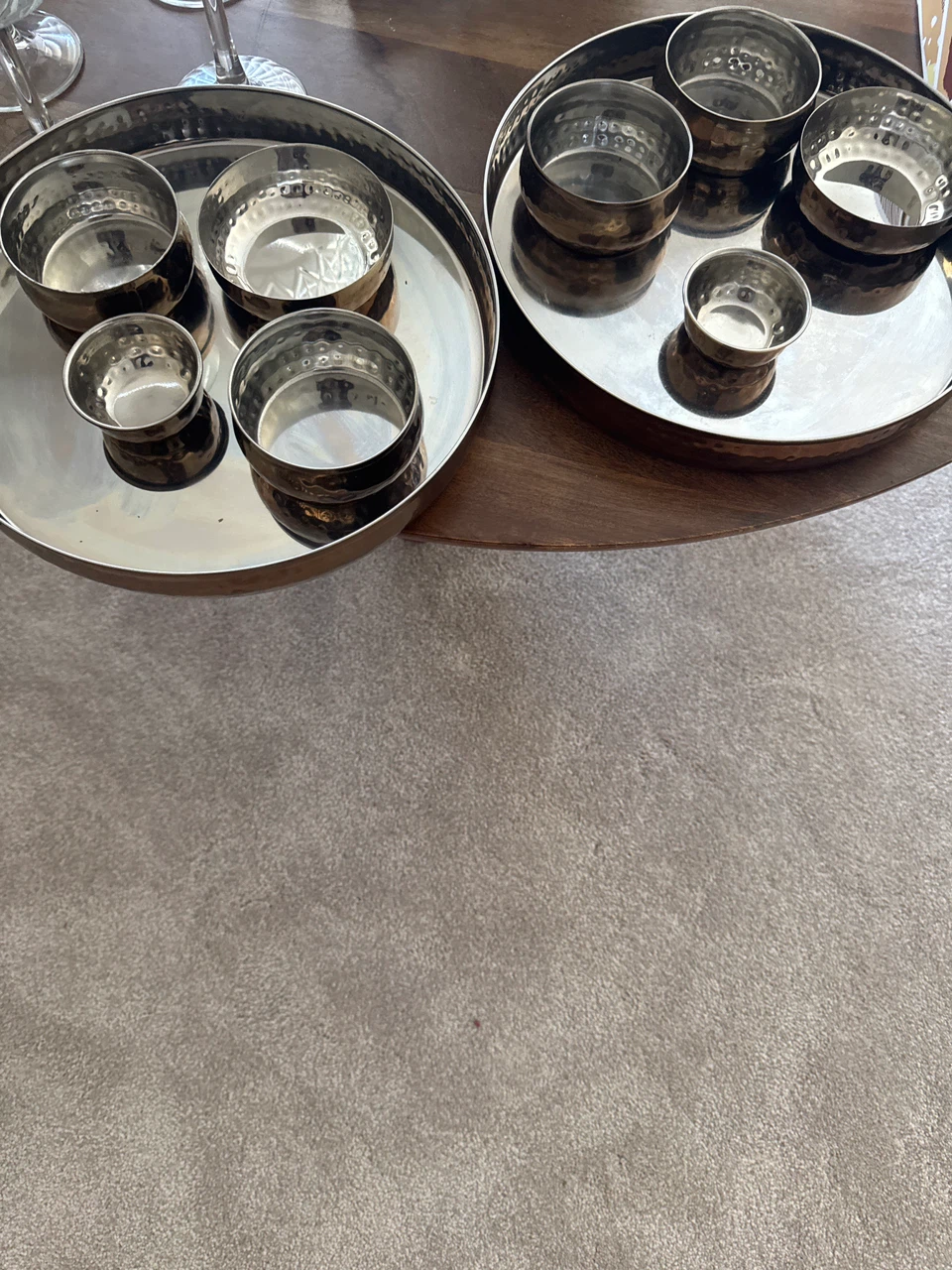 🏈Hammered Metal Serving Trays with Bowls