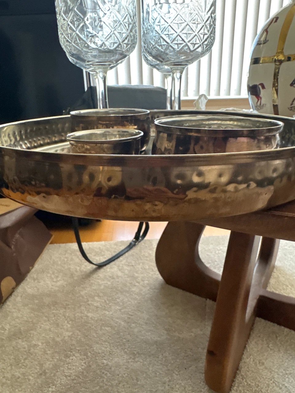 🏈Hammered Metal Serving Trays with Bowls - photo 2