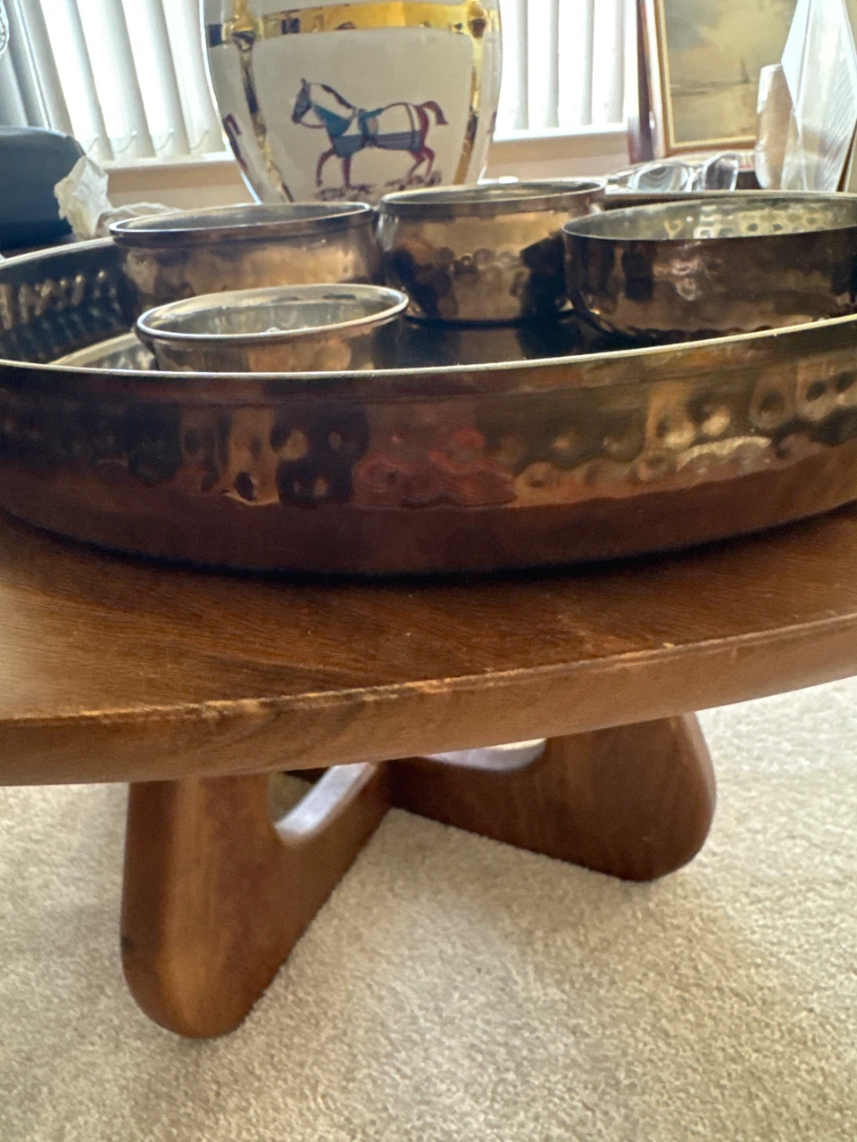 🏈Hammered Metal Serving Trays with Bowls - photo 3