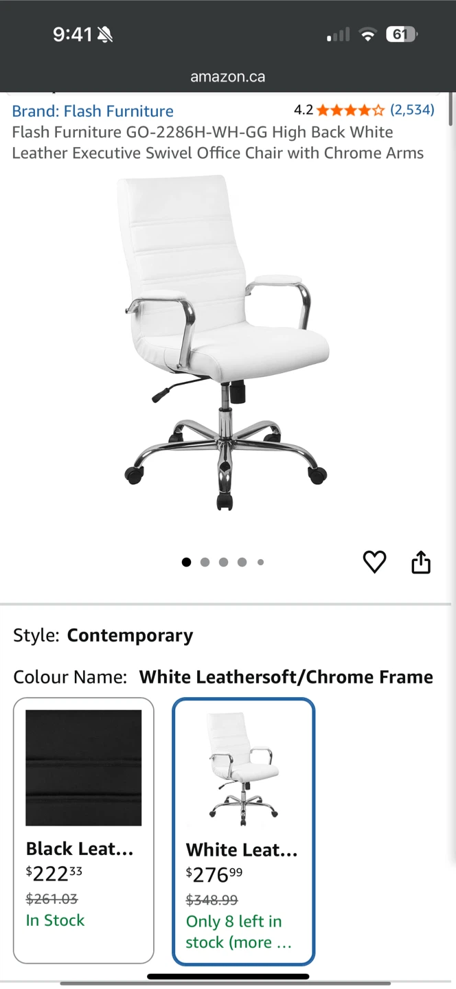 High Back White Leather Executive Swivel Office Chair - photo 2