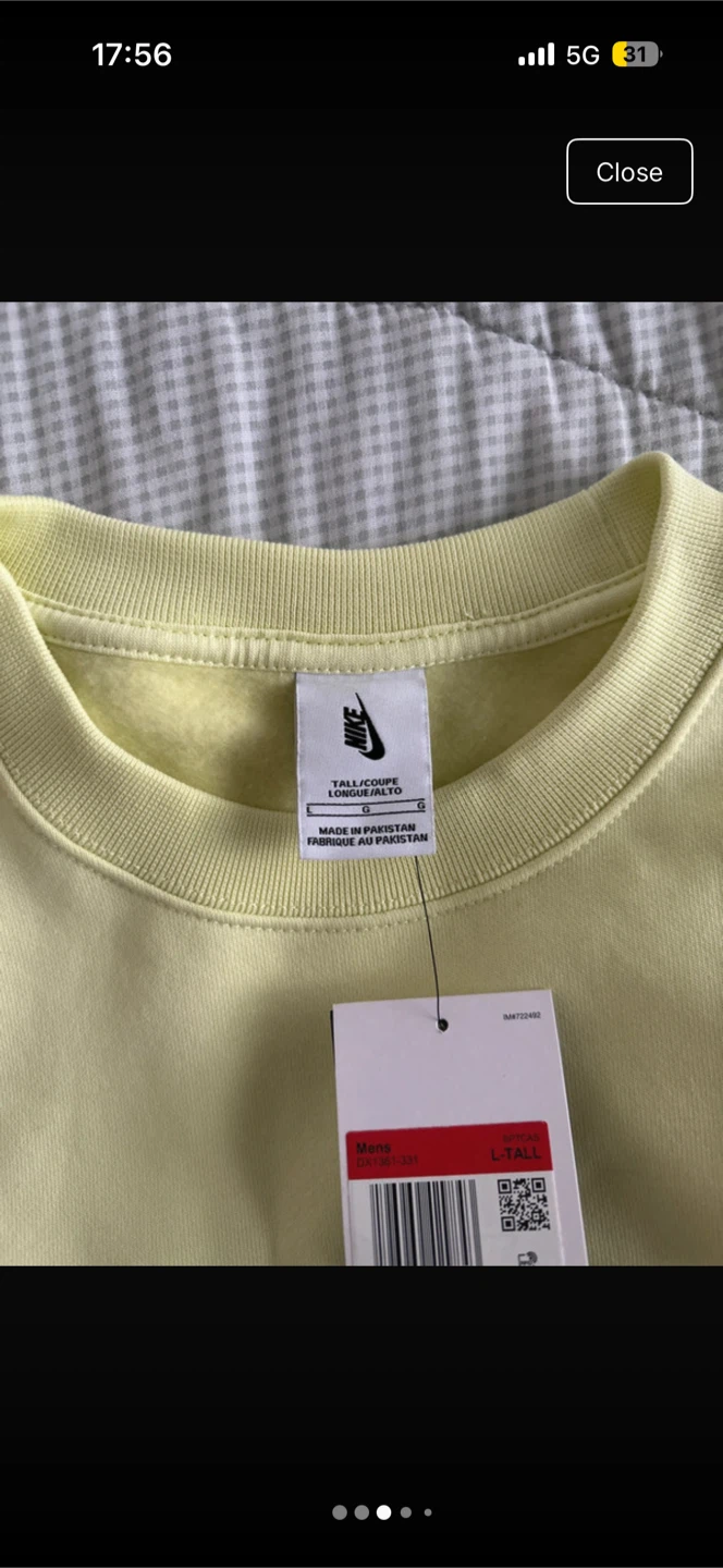 New Nike Mens Crewneck Sweatshirt Light Yellow - photo 3