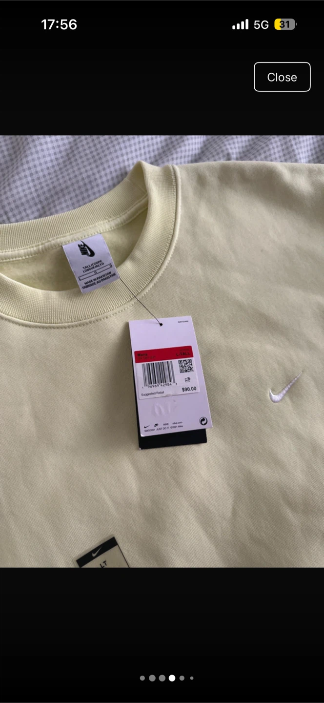 New Nike Mens Crewneck Sweatshirt Light Yellow - photo 5