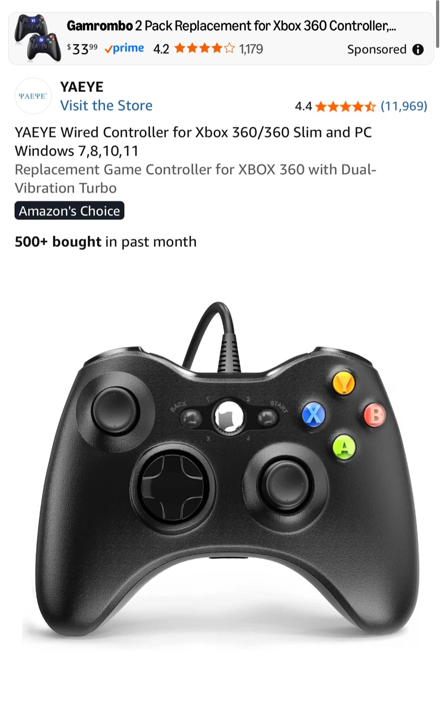 YAEYE Wired Controller for Xbox 360/360 Slim and PC Window - photo 5