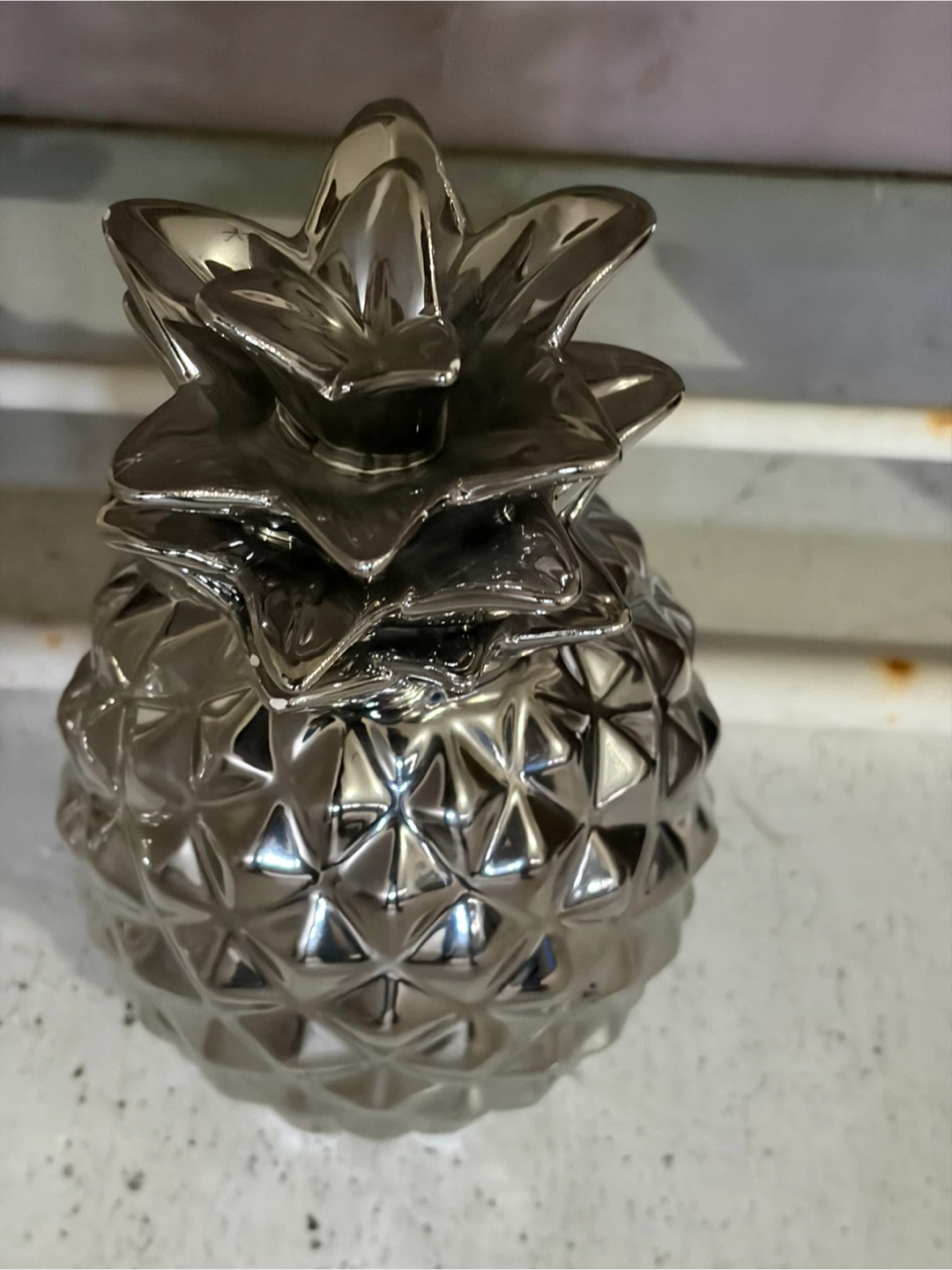 Silver Pineapple Decorative Container