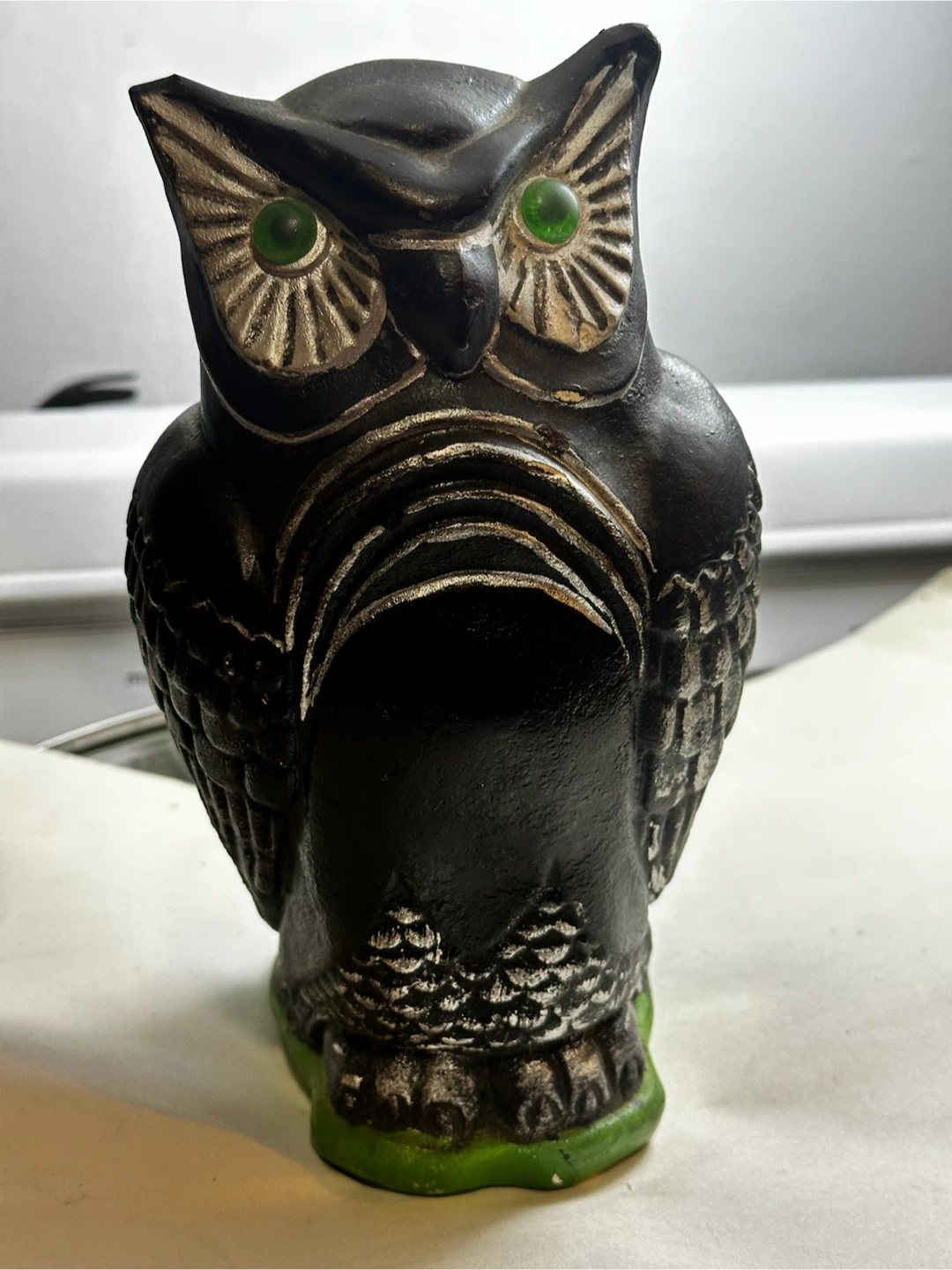 Vintage 1970s solid plaster owl