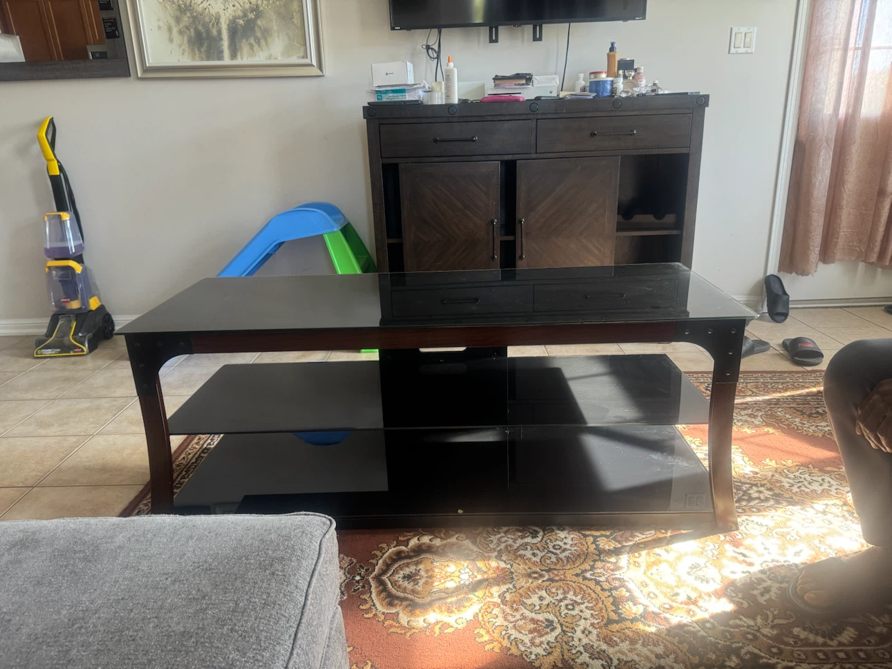 Black Glass and Wood Coffee Table - photo 4