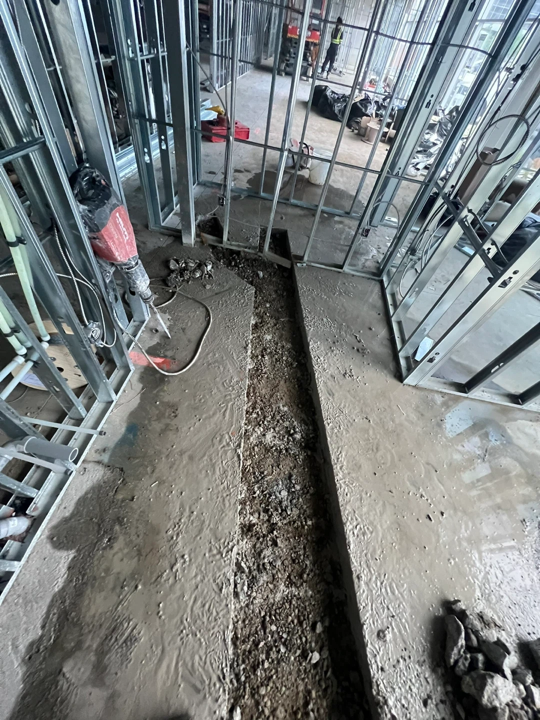 floor cutting and digging for plumbing