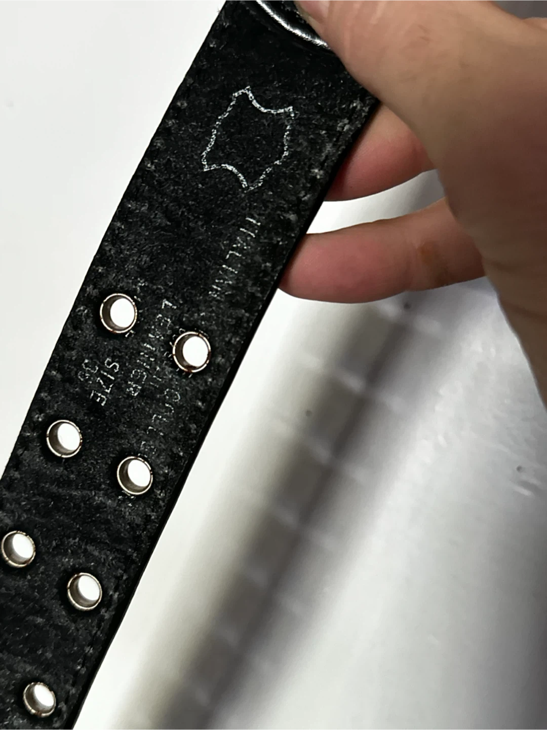 Vintage Italian Leather Double Prong Grommet Belt 36 - photo 5