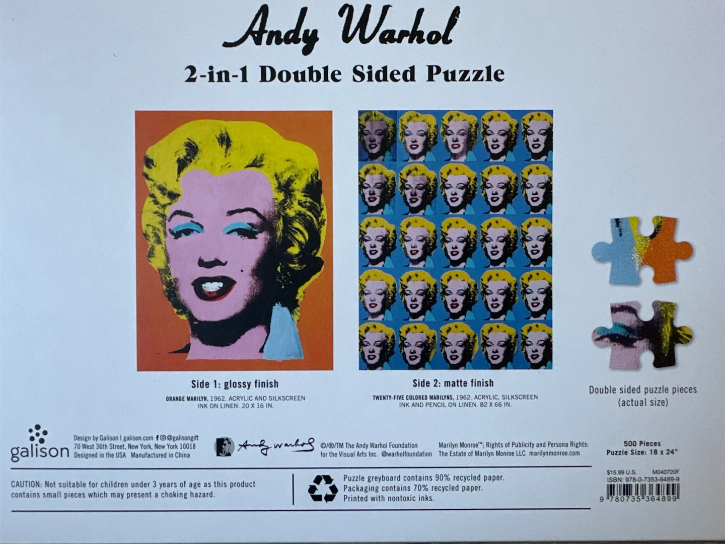 Andy Warhol Marilyn 500-Piece 2-in-1 Puzzle - photo 2