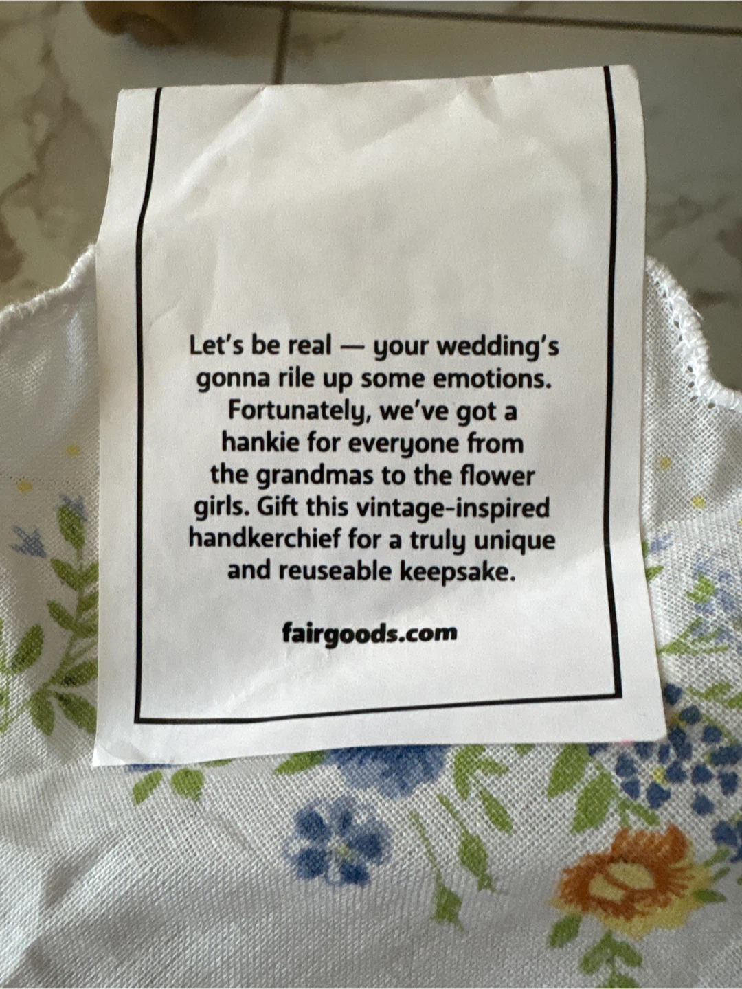 🏈  No Ugly Crying Wedding Handkerchief