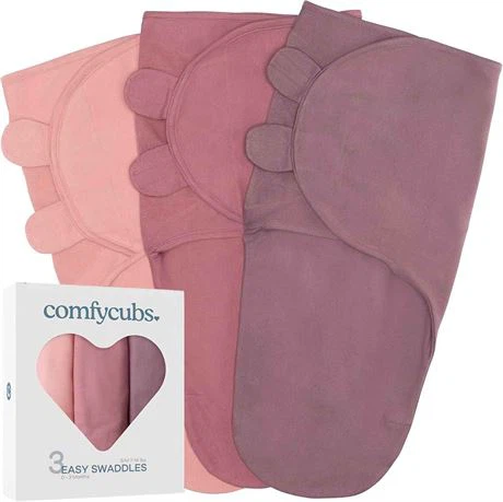 Comfy Cubs 3-Pack Easy Swaddle Blankets sz 0-3m