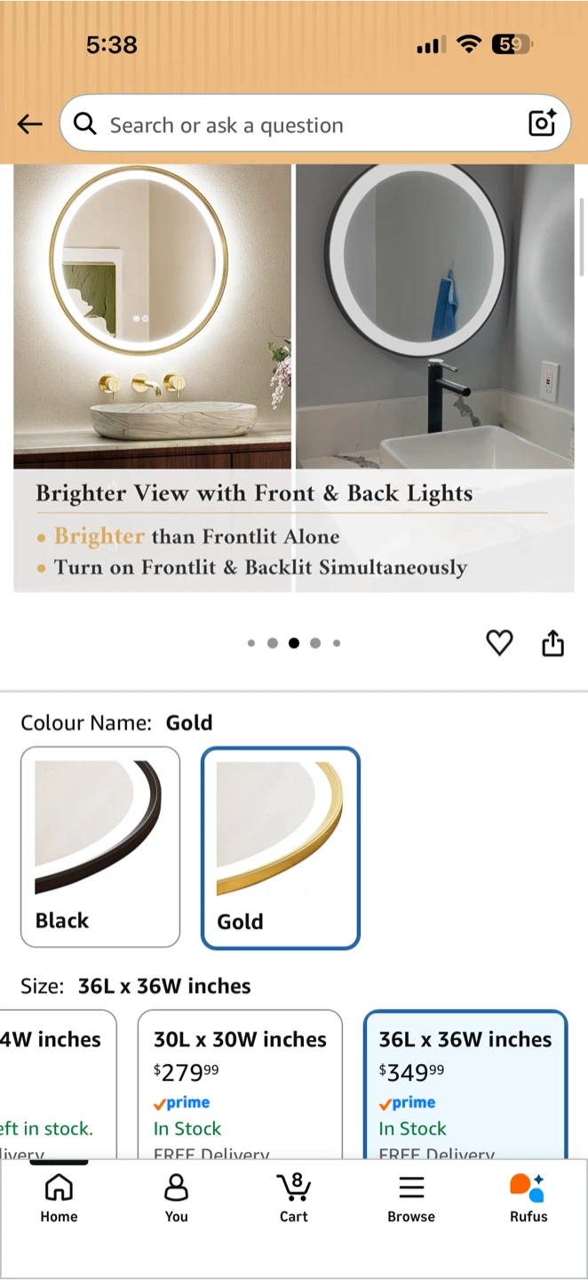 Tetote Gold LED Round Wall Mirror - photo 4