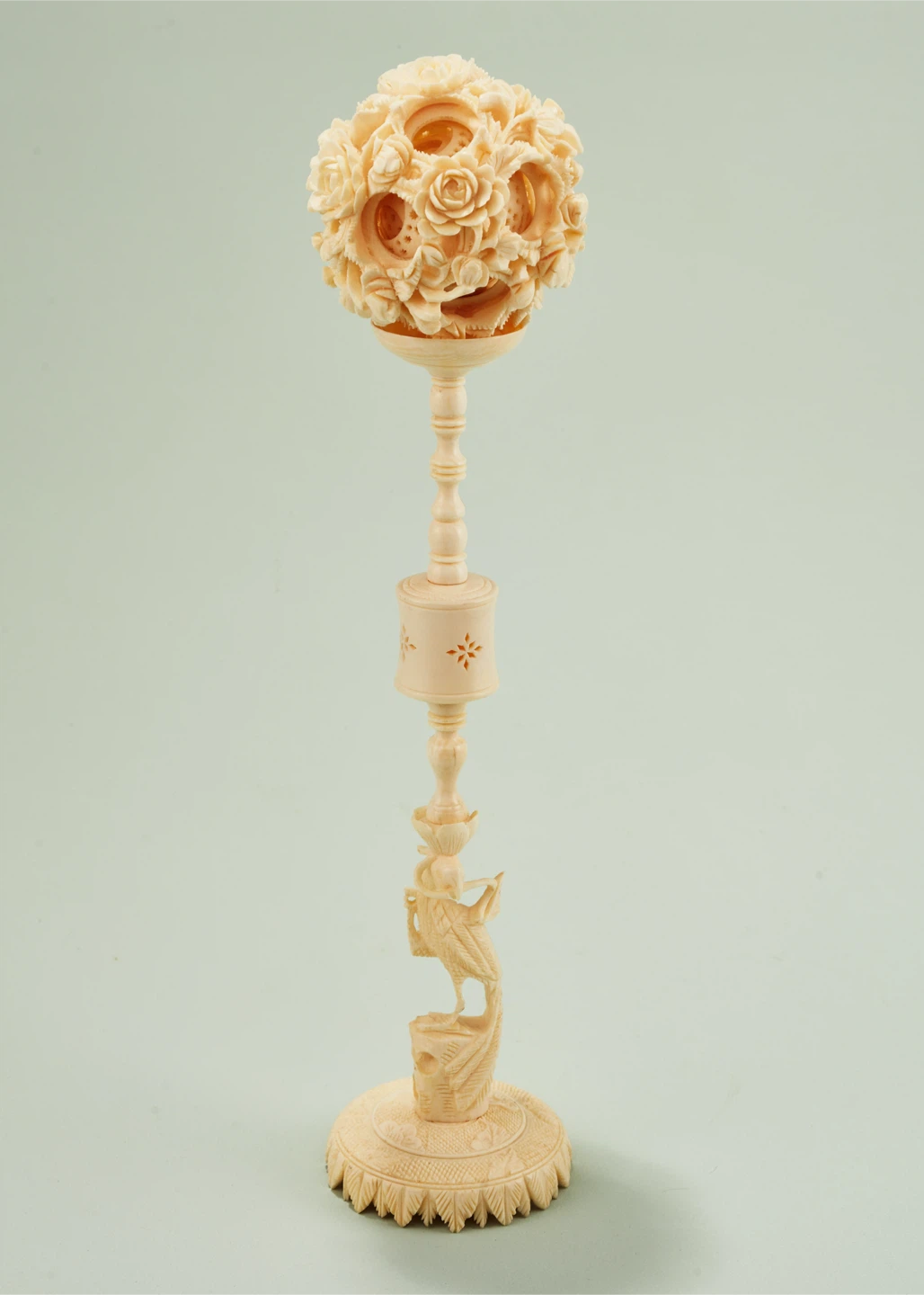 Vintage Hand-Carved Bone "Devil’s Work" Puzzle Ball