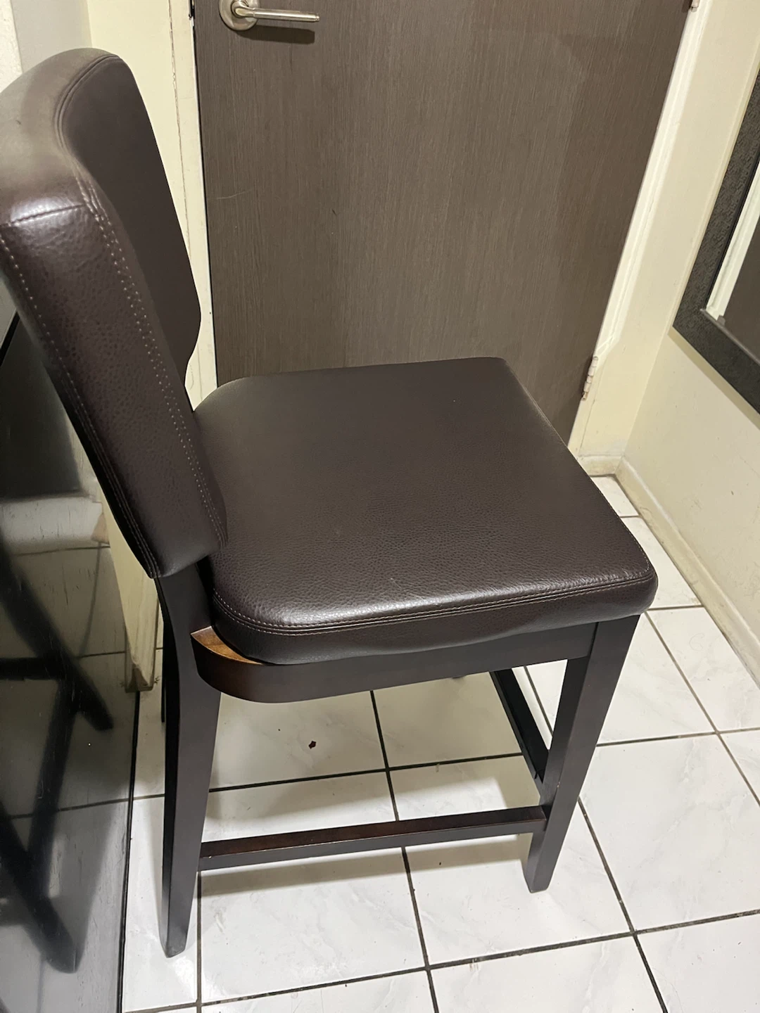 Two Dark Brown Faux Leather Bar Stool - photo 3