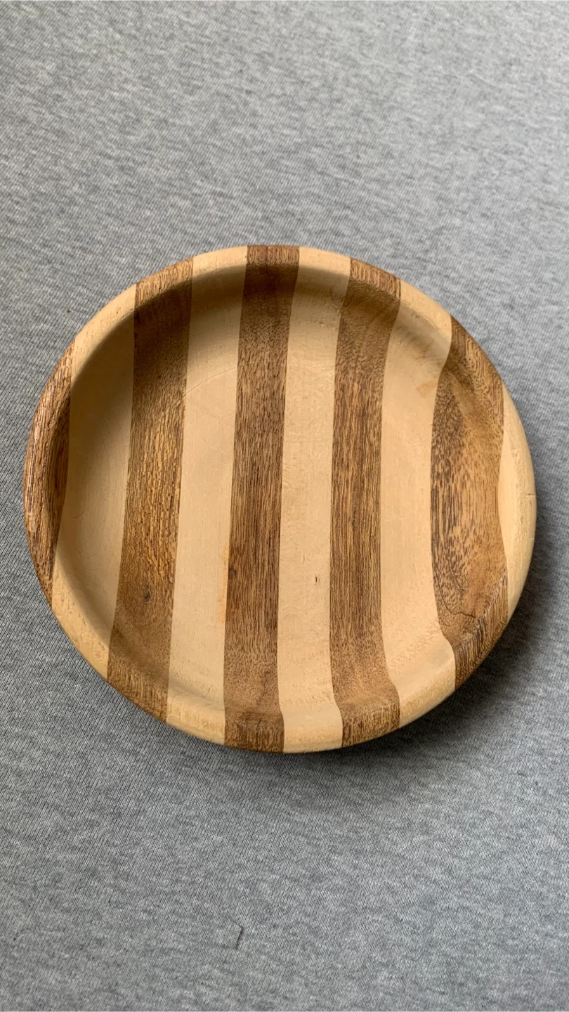 Striped Wood Serving Bowl / Catch All Tray 🏈
