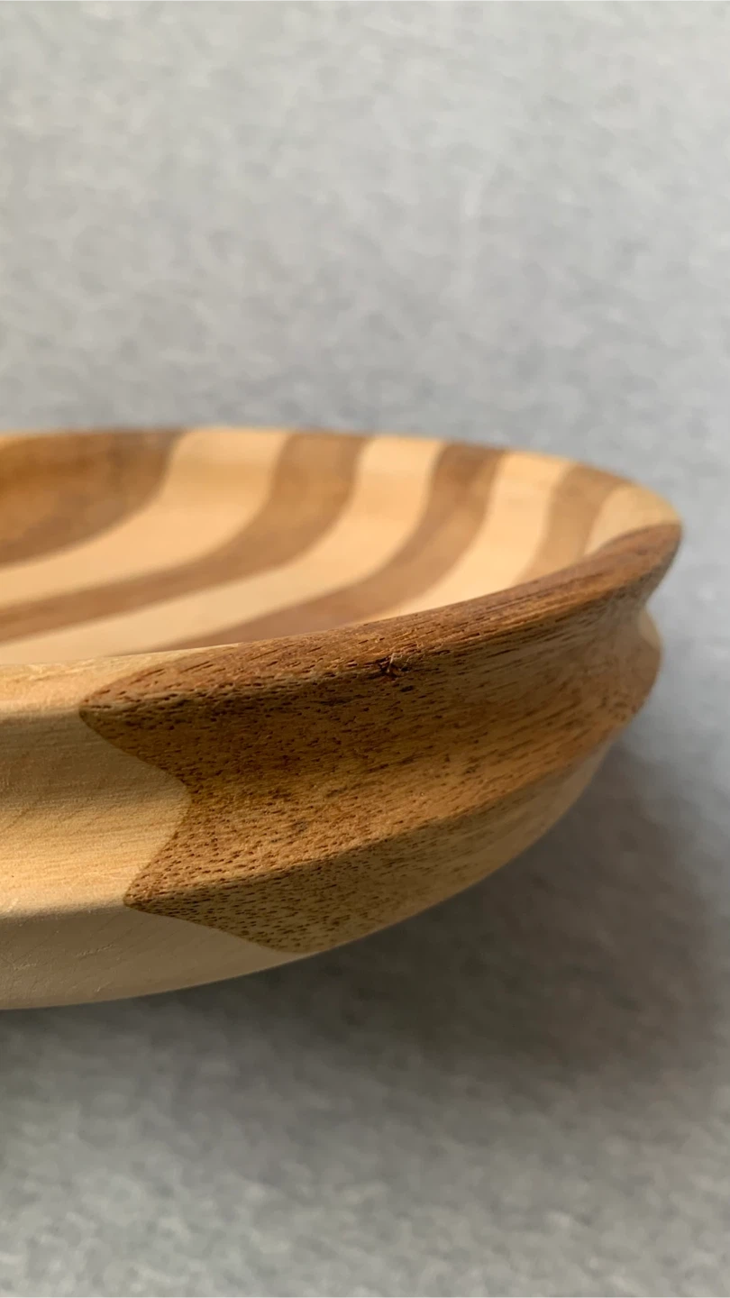Striped Wood Serving Bowl / Catch All Tray 🏈 - photo 2