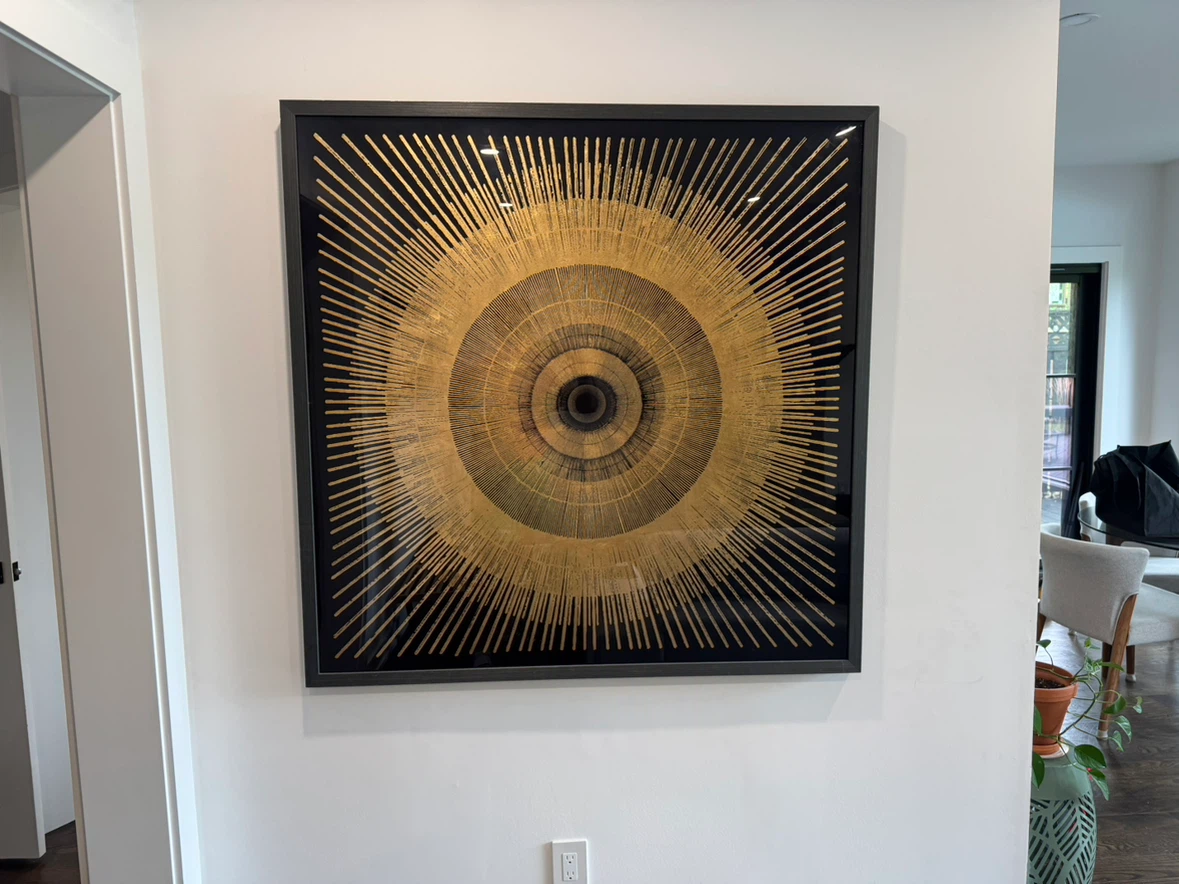 Large Gold and Black Sunburst Framed Wall Art - photo 3