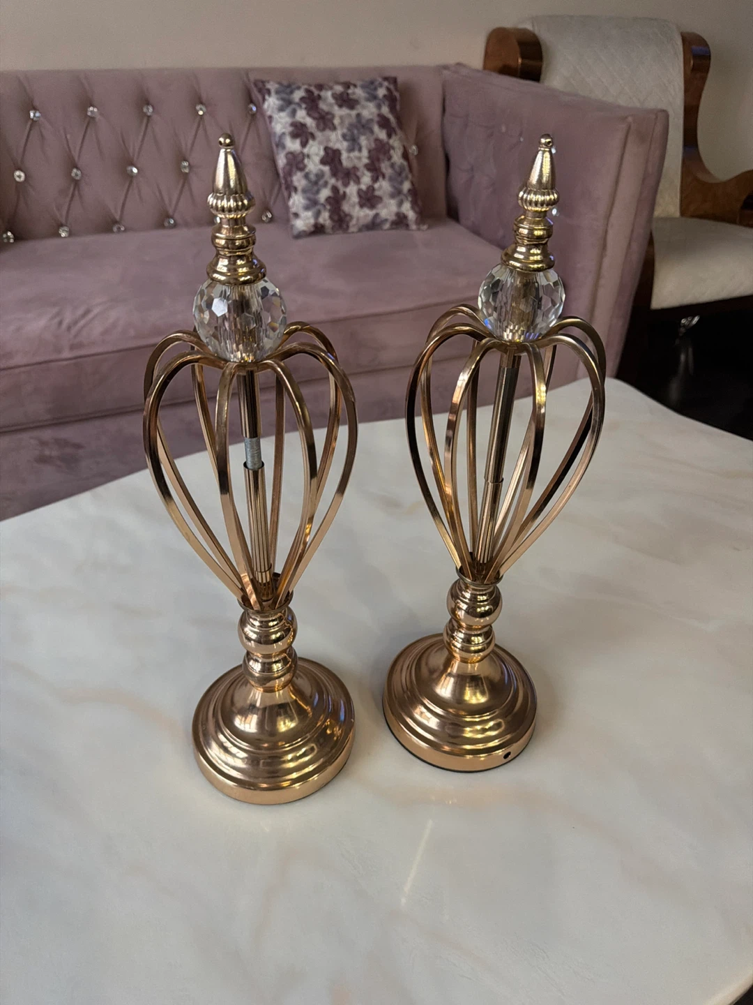 Set of Two Gold Metal Table Decor Pieces