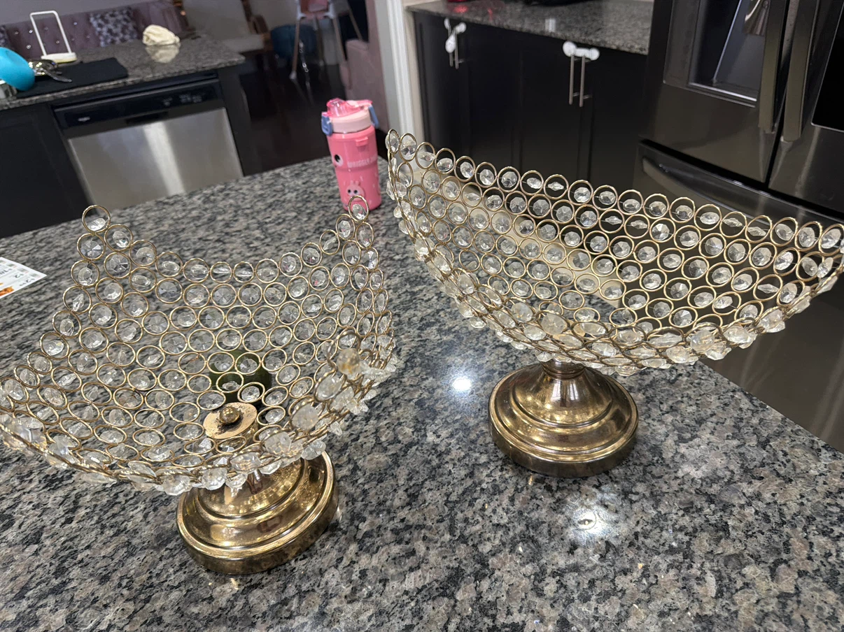 Two Gold Crystal Decorative Bowls