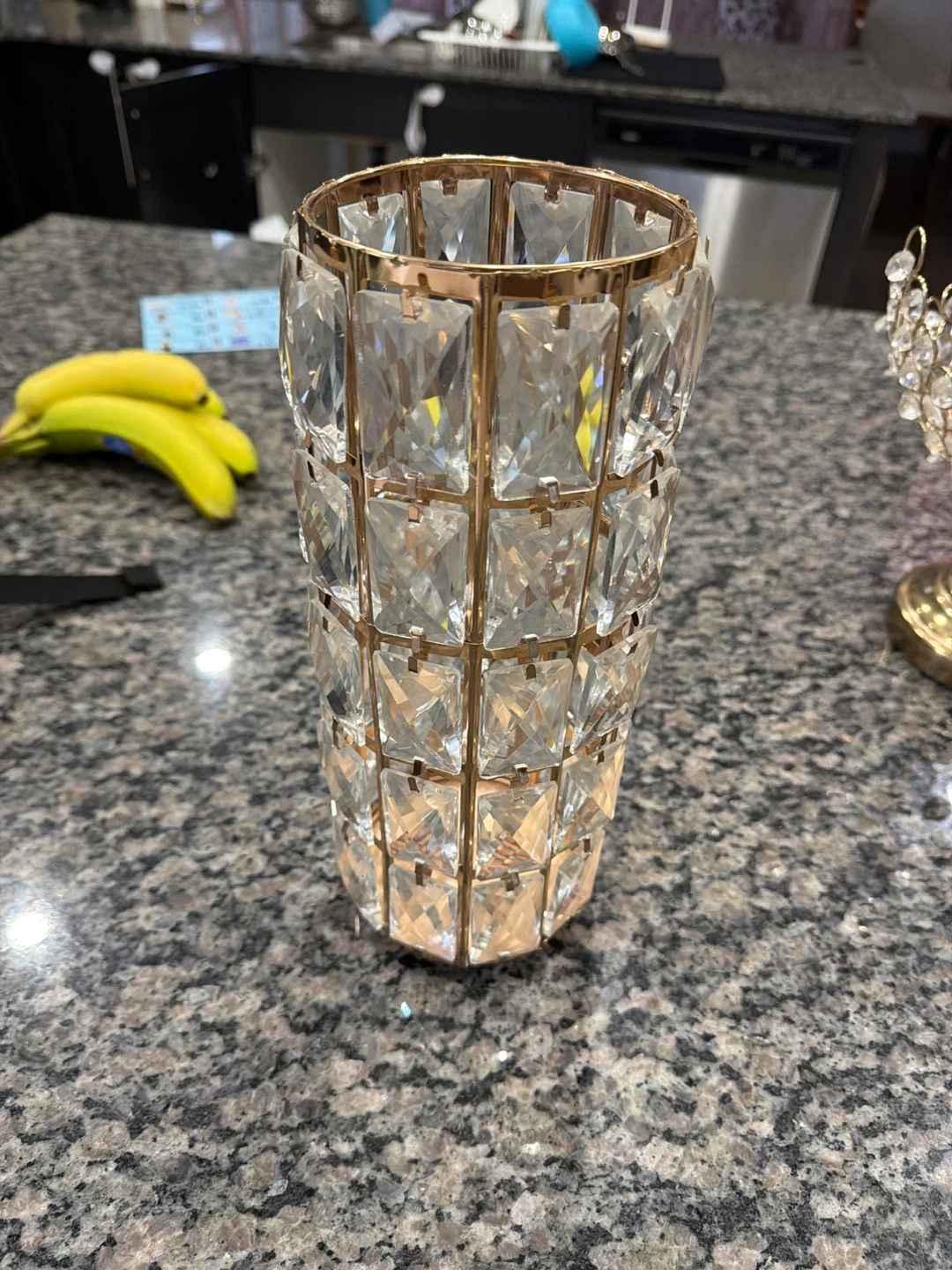 Gold and Crystal Decorative Vase