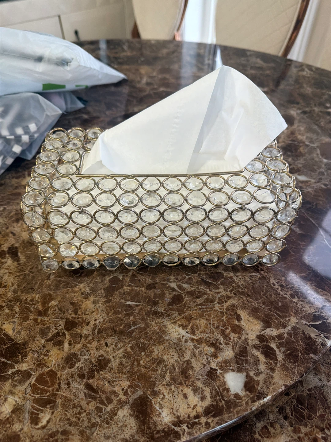 4 Piece Crystal Beaded Tissue Box Holder