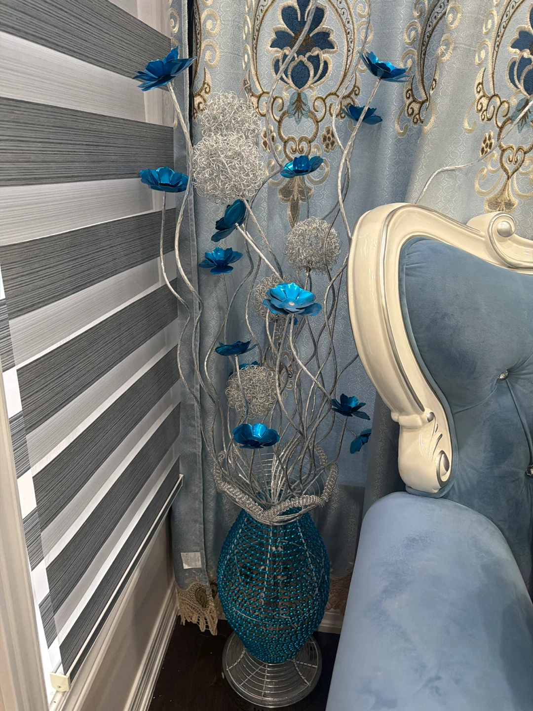 Decorative Blue and Silver Floral Arrangement