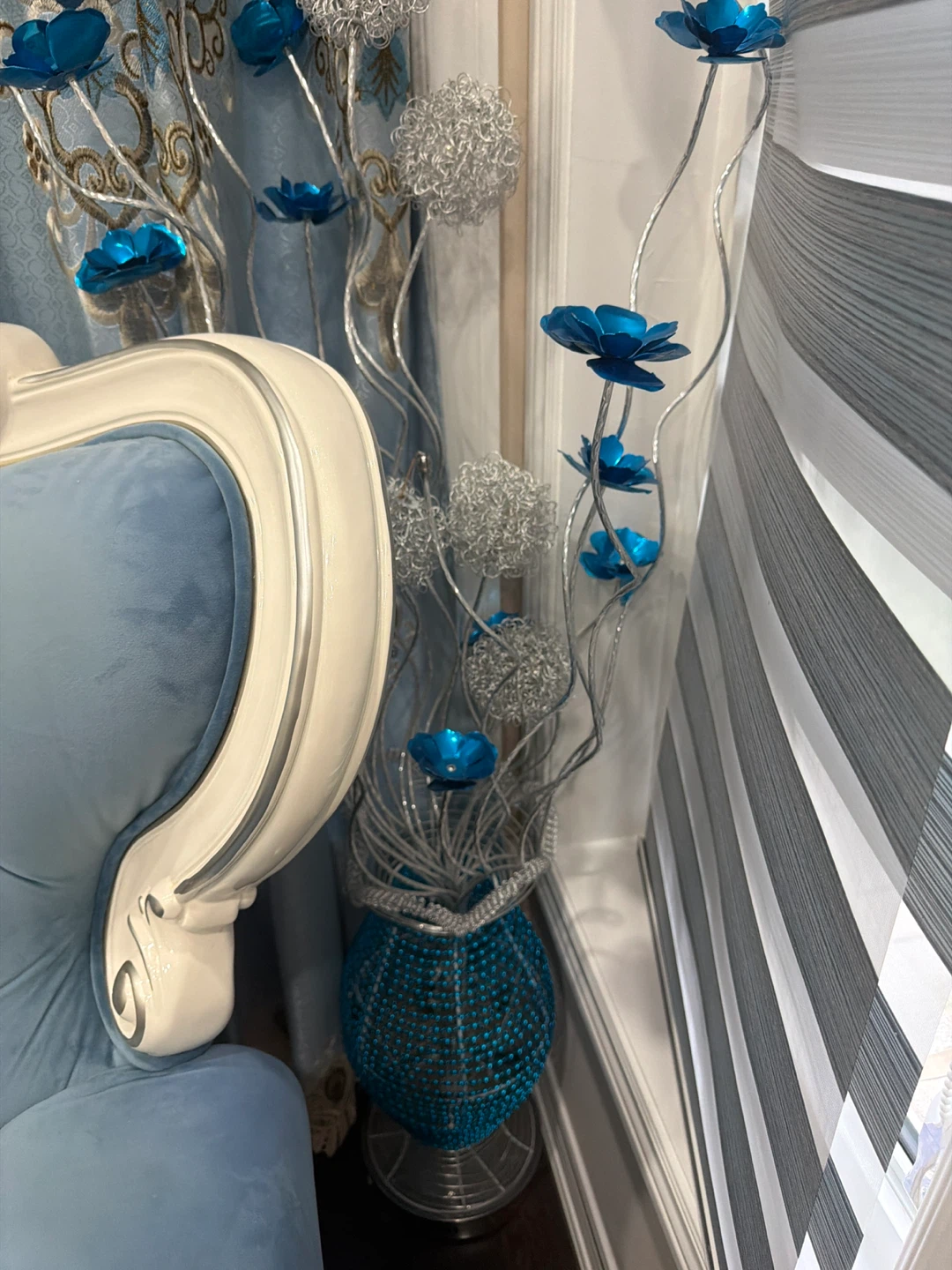 Decorative Blue and Silver Floral Arrangement - photo 2