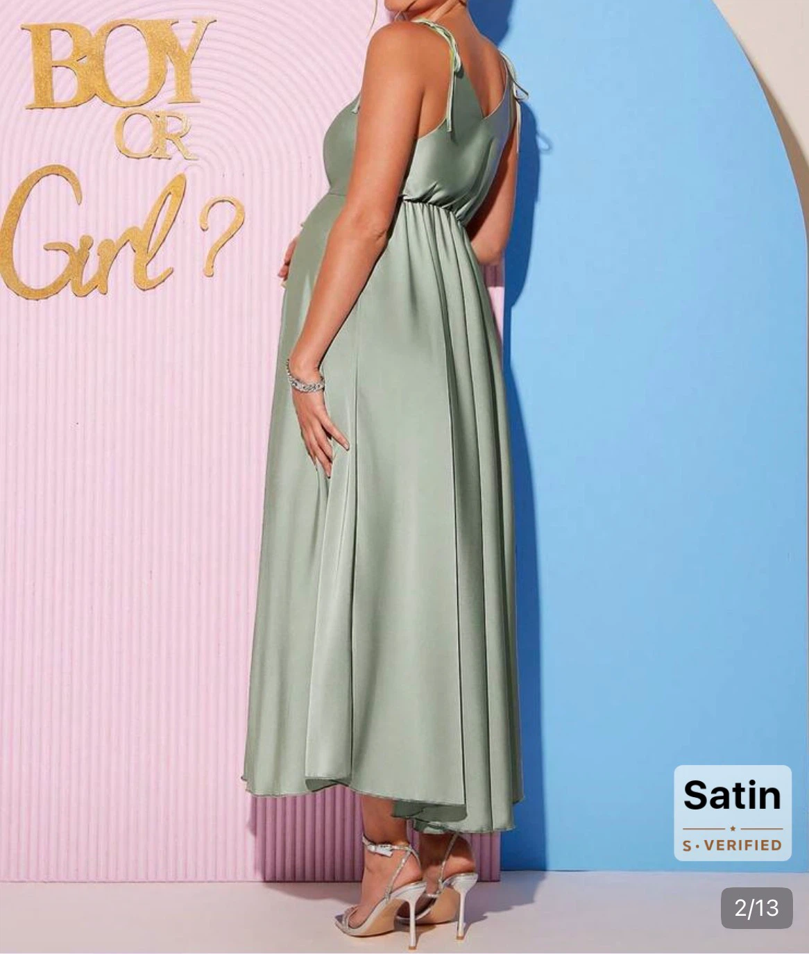 Satin Maternity Midi Dress - photo 2