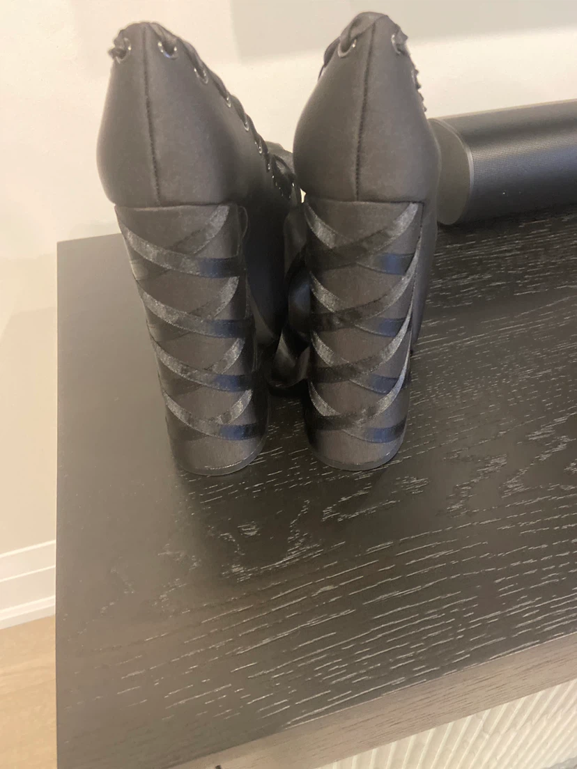 🏈Black Lace-Up Platform Heels