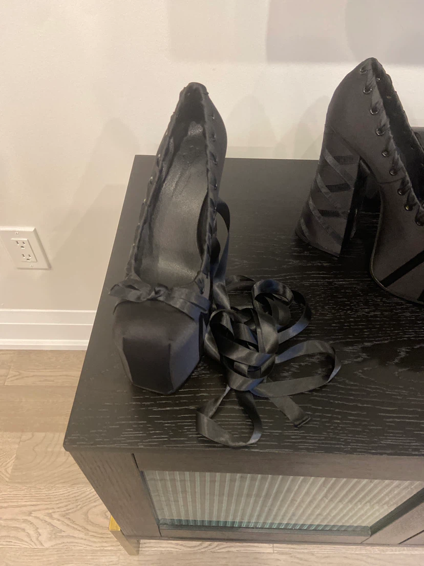 🏈Black Lace-Up Platform Heels - photo 2