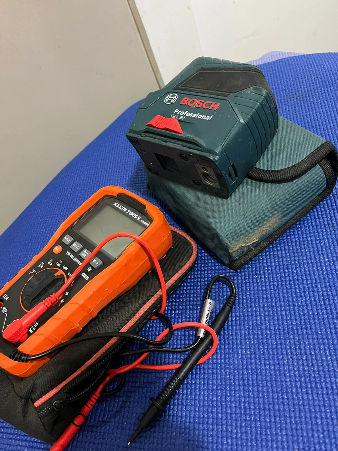 Bosch GLL 50 Laser Level and Klein Tools MM600 Multimeter