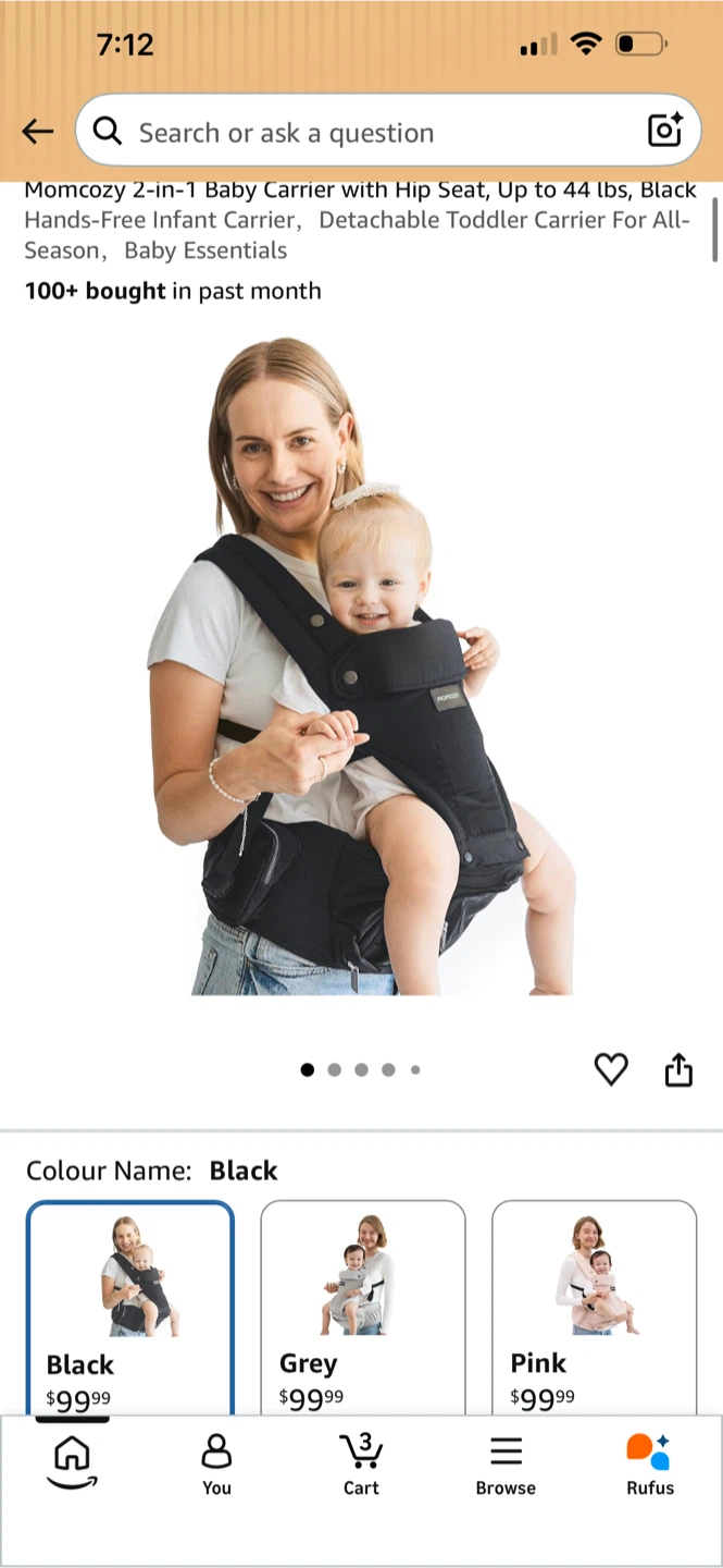 Momcozy 2-in-1 Ergonomic Hip Seat Baby Carrier
