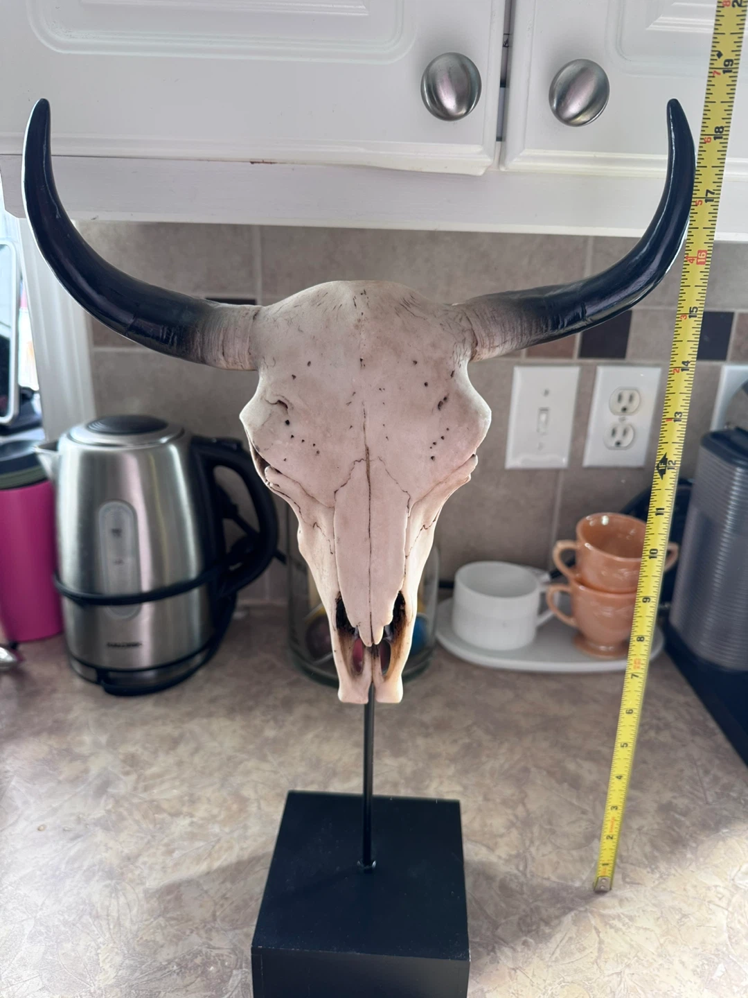 Bouclair decorative bull skull on stand