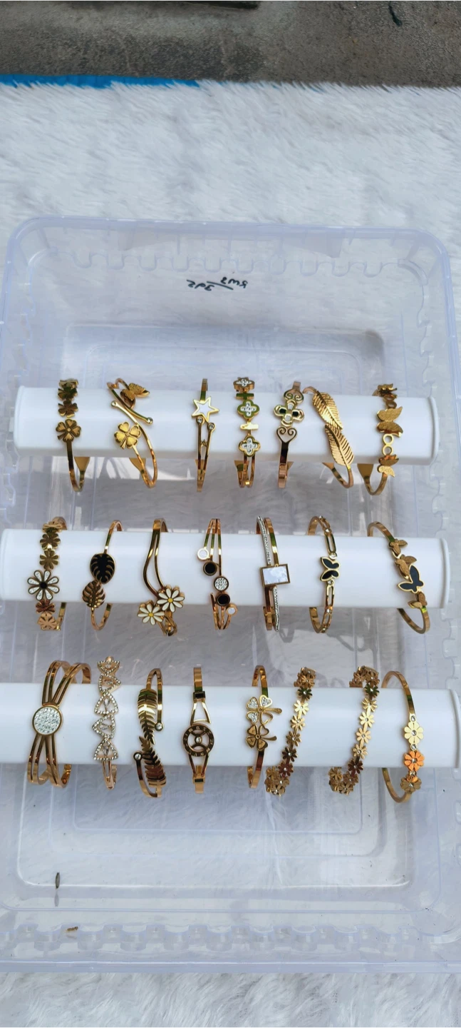 Assorted Gold-Tone Metal Bracelets