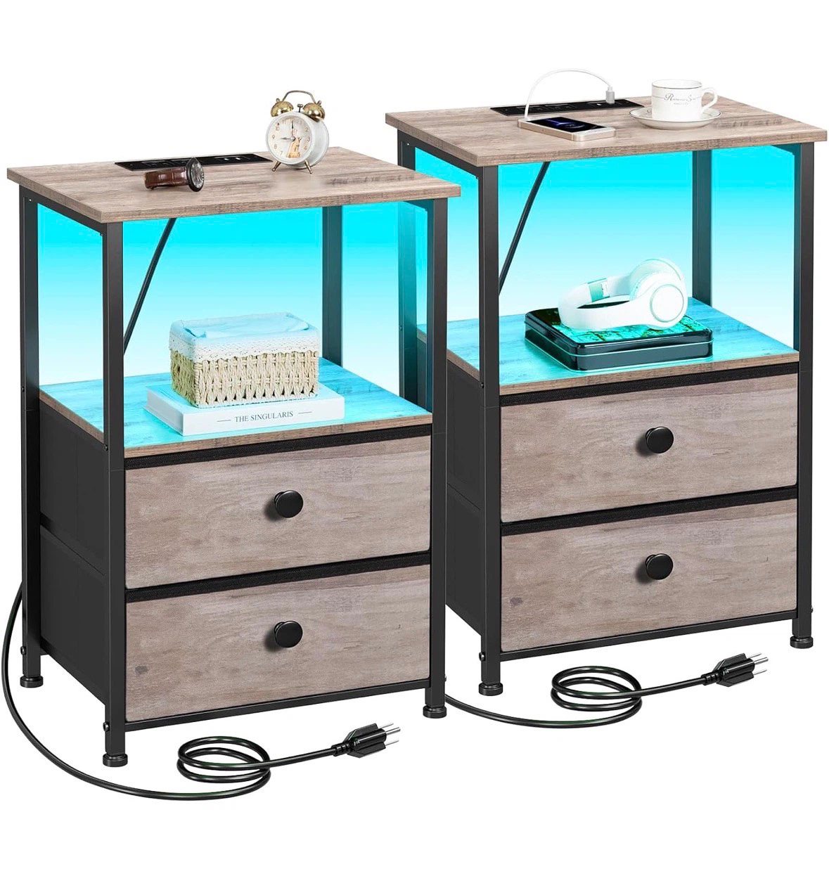 Set of Two Bedside Tables with Charging Stations - photo 5