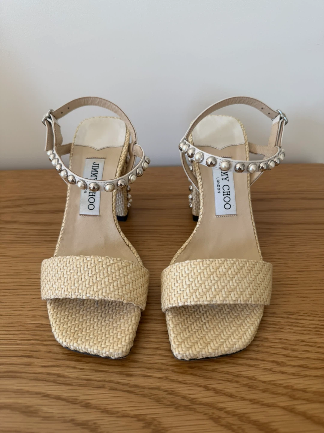 🏈Jimmy Choo Raffia and Leather Aadra Sandals - photo 2