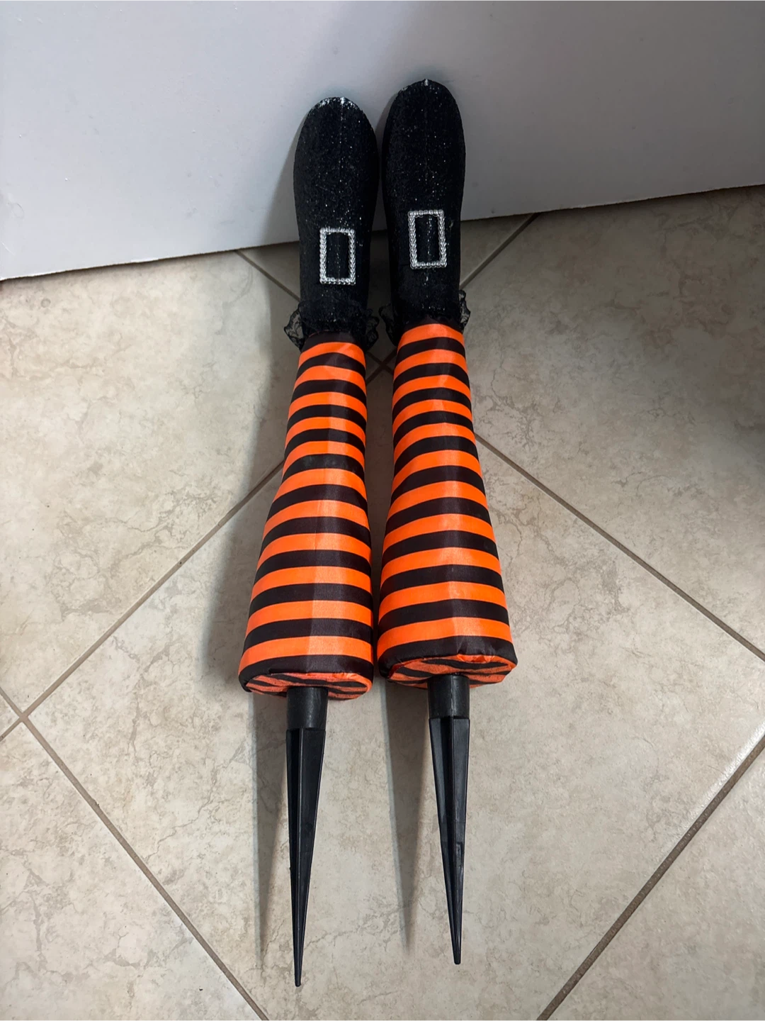 🏈 Halloween Witch Leg Lawn Stakes